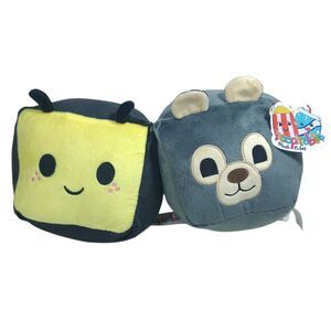 1 (2pcs) set of Inseparables Love plush cubes - Bear & Bee 5" NEW WITH TAGS